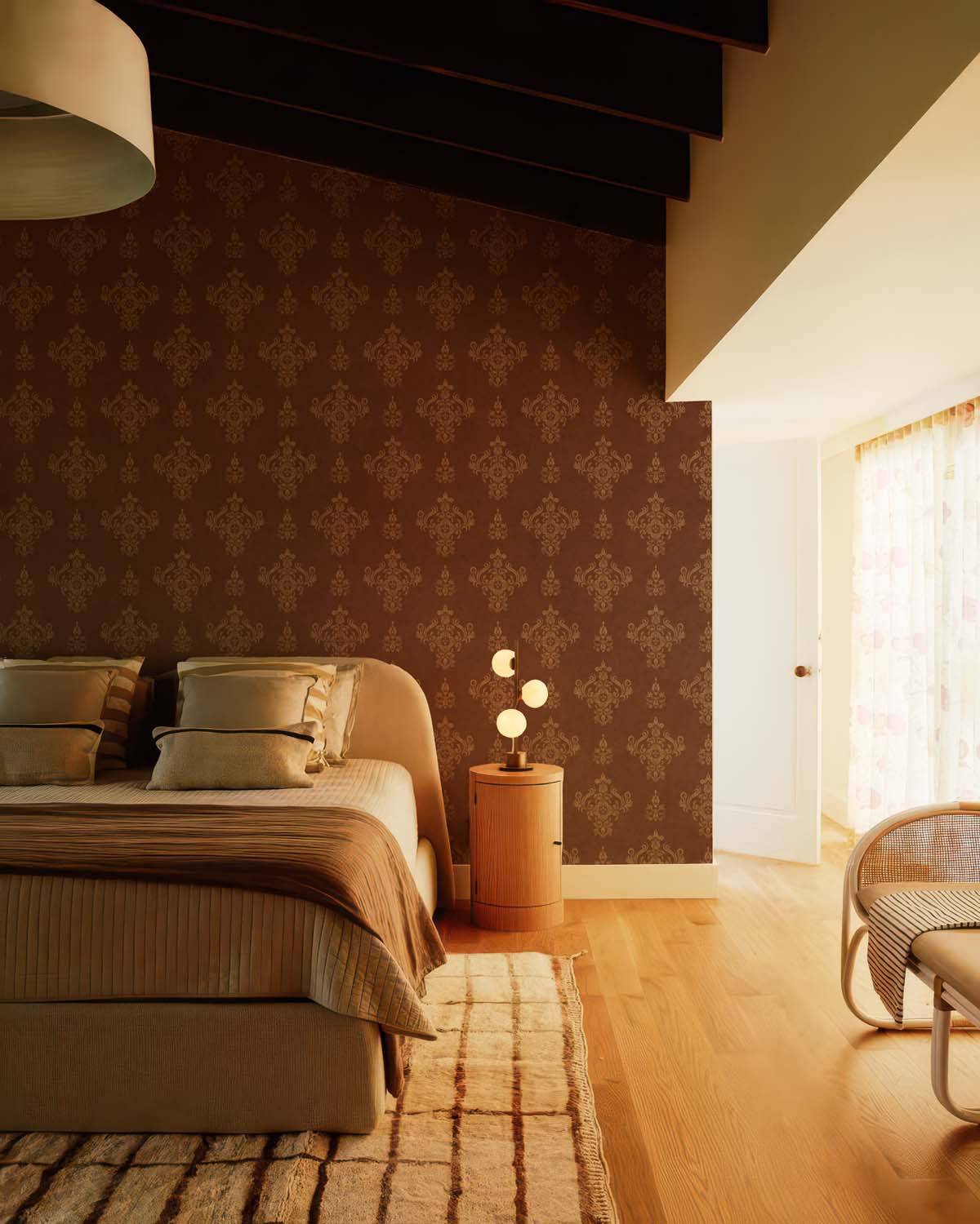 Imperial Rustica, Vintage Damask Elegance in Warm Bronze Tones Wallpaper Mural M