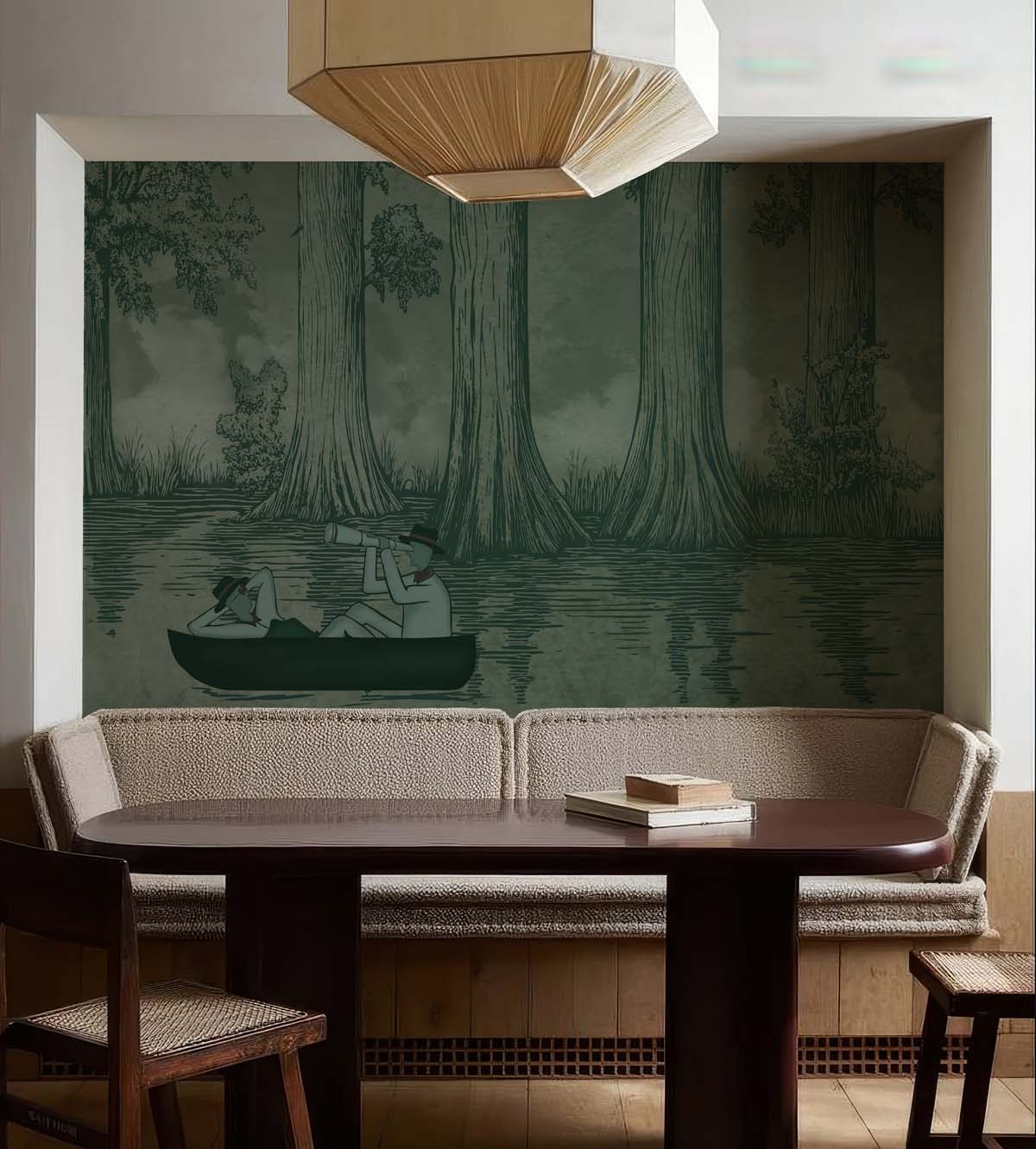 Jungle Drift, Adventurers Adrift in a Storybook Woodland Wallpaper Mural M