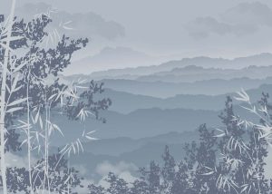 Jungle Lullaby, Tranquil Fog Over Layered Mountain Ridges Wallpaper Mural