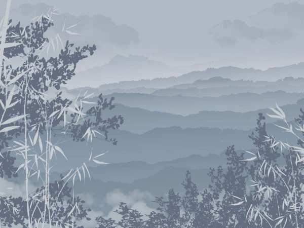 Jungle Lullaby, Tranquil Fog Over Layered Mountain Ridges Wallpaper Mural