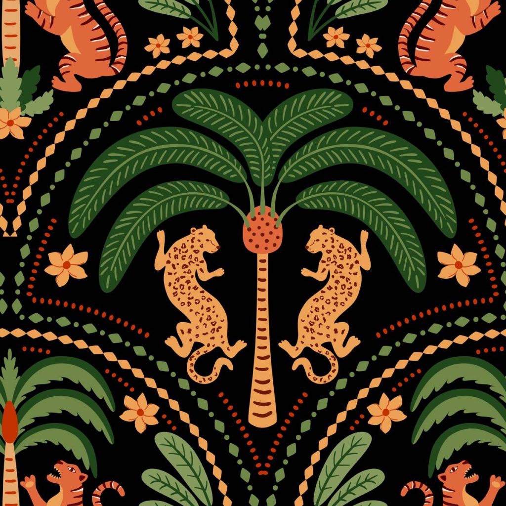 Jungle Reverie, Amber Whispering Palms Wallpaper Mural
