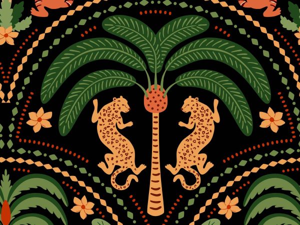 Jungle Reverie, Amber Whispering Palms Wallpaper Mural