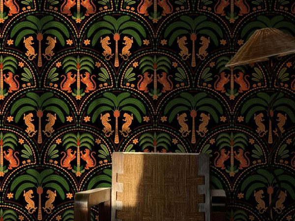 Jungle Reverie, Amber Whispering Palms Wallpaper Mural