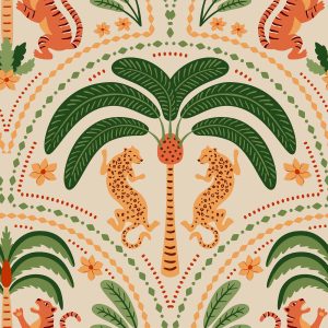 Jungle Reverie, Beige Whispering Palms in Daylight Wallpaper Mural