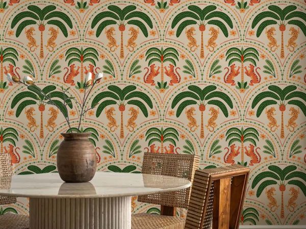 Jungle Reverie, Beige Whispering Palms in Daylight Wallpaper Mural