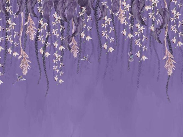 Lavender Canopy, Exotic Hanging Floral Vines Wallpaper Mural