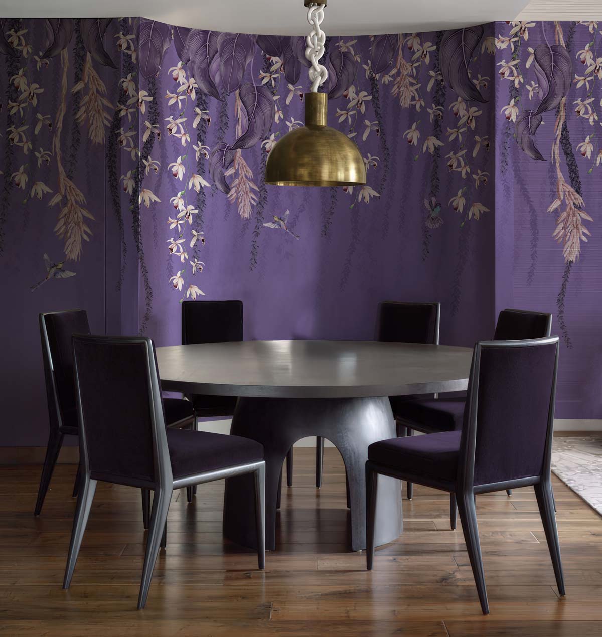 Lavender Canopy, Exotic Hanging Floral Vines Wallpaper Mural