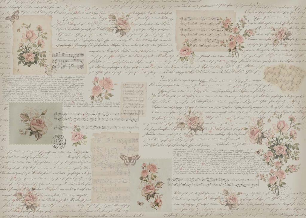 Letter, Floral Manuscript Wallpaper Mural