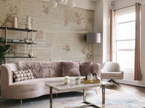 Letter, Floral Manuscript Wallpaper Mural