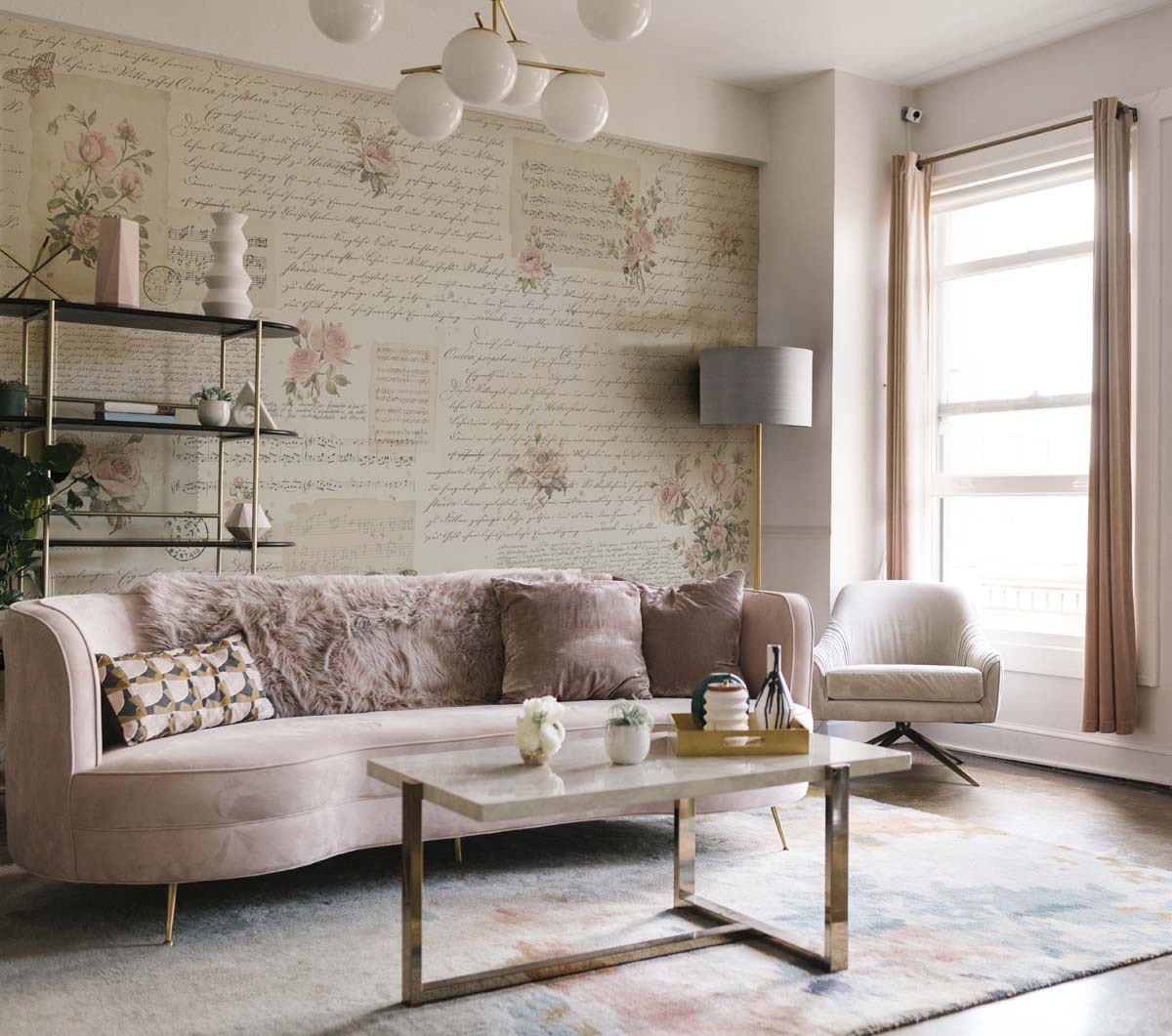 Letter, Floral Manuscript Wallpaper Mural