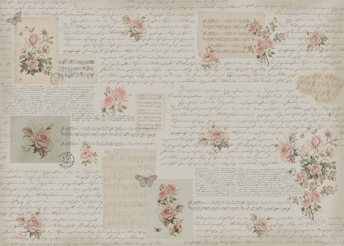 Letter, Floral Manuscript Wallpaper Mural