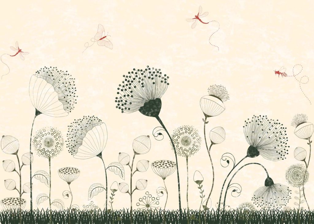 Lila, Cream Meadow Dragonfly Dance Mural