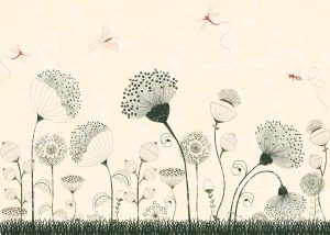 Lila, Cream Meadow Dragonfly Dance Mural