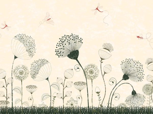 Lila, Cream Meadow Dragonfly Dance Mural
