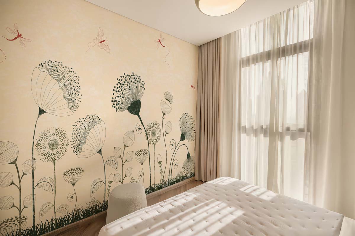 Lila, Cream Meadow Dragonfly Dance Mural