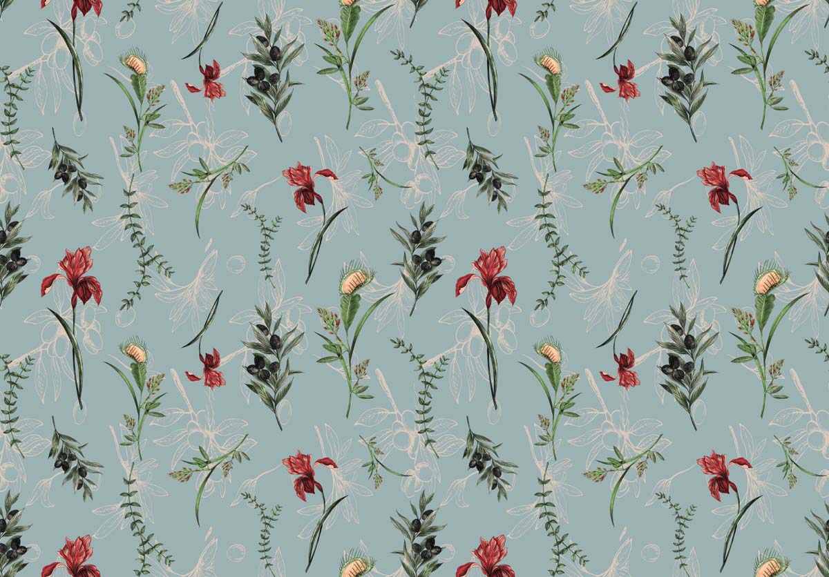 Linnea, Botanical Sprig Pattern Wallpaper