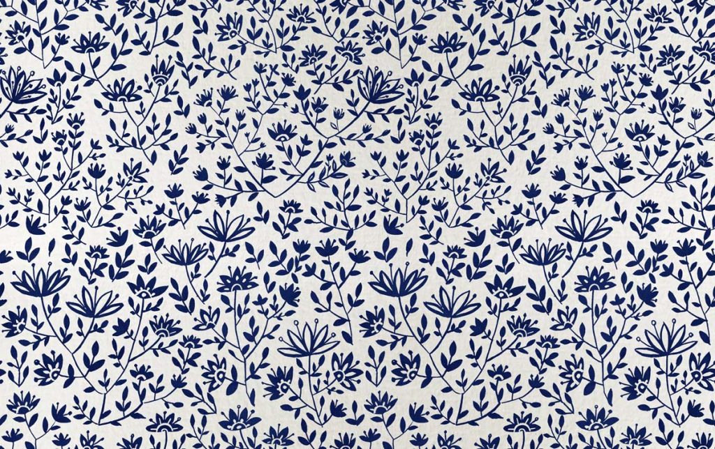 Lunar Bloom, White Folk Floral Wallpaper