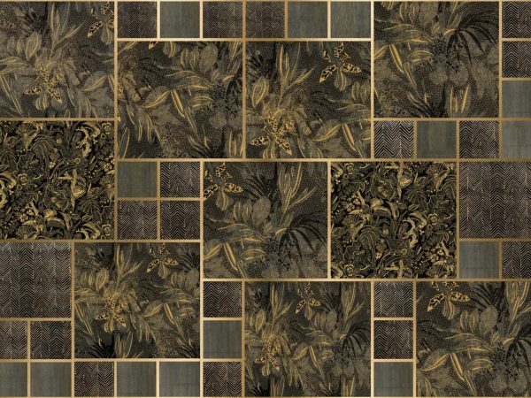 Lush Labyrinth, Grey Botanics in Deep Green Wallpaper Mural
