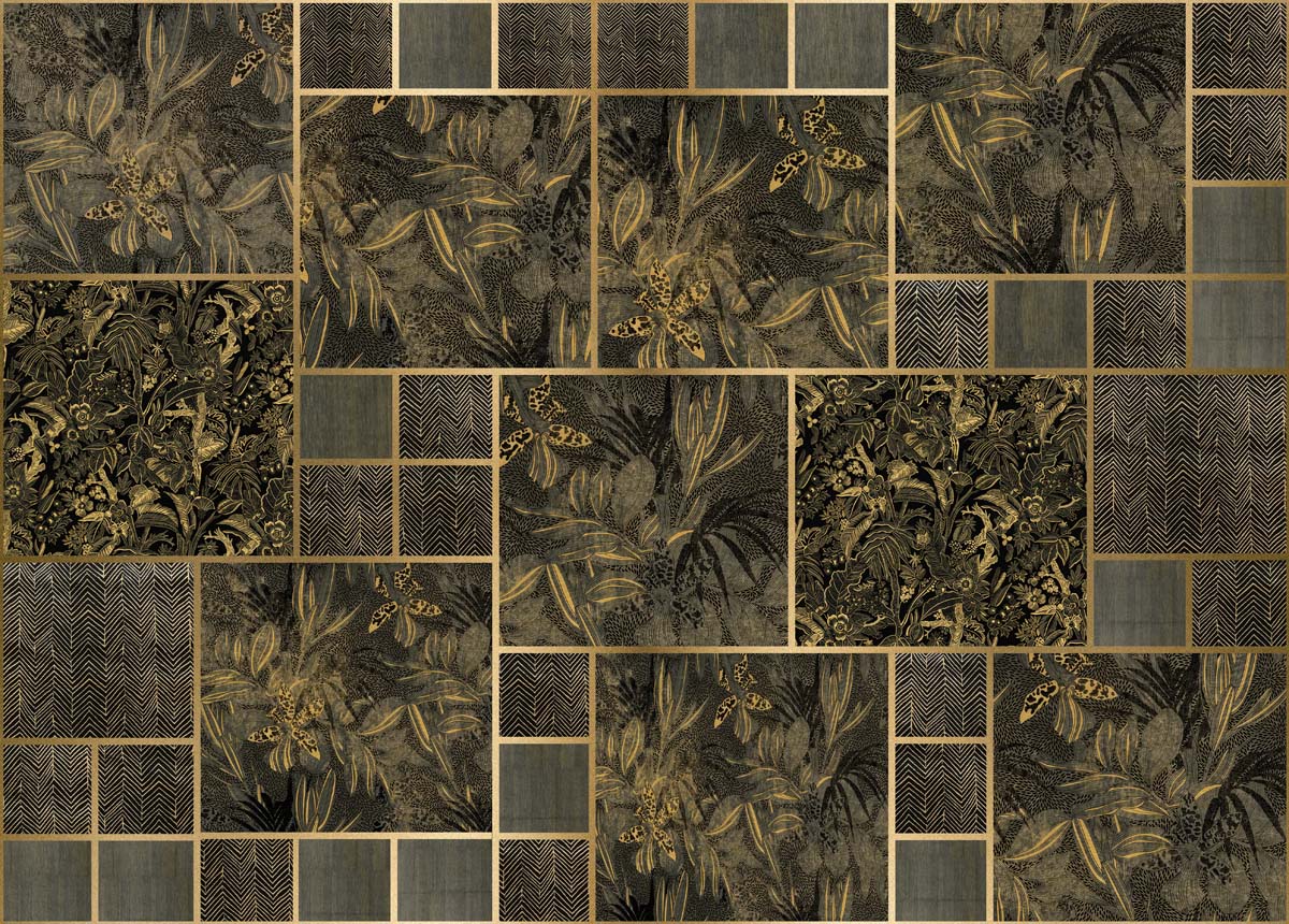 Lush Labyrinth, Grey Botanics in Deep Green Wallpaper Mural