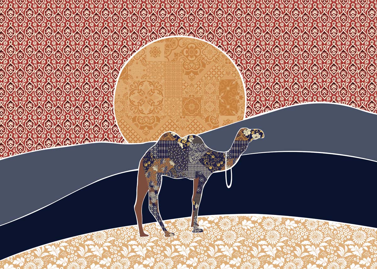 Marrakesh, Patterned Desert Landscape Wallpaper Mural