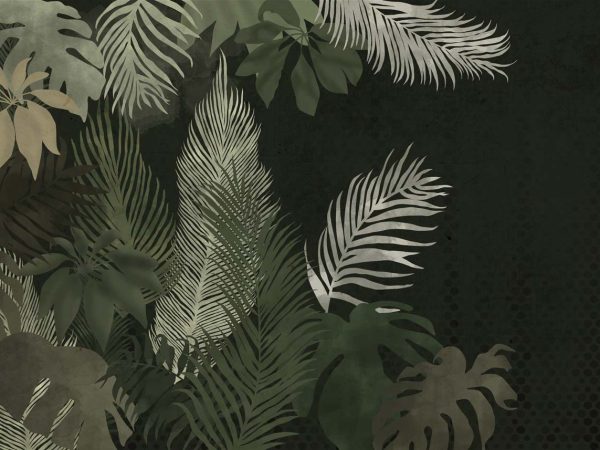 Midnight Canopy, Dark Jungle Wallpaper with Subtle Tropical Foliage