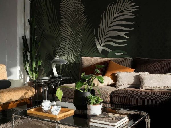 Midnight Canopy, Dark Jungle Wallpaper with Subtle Tropical Foliage