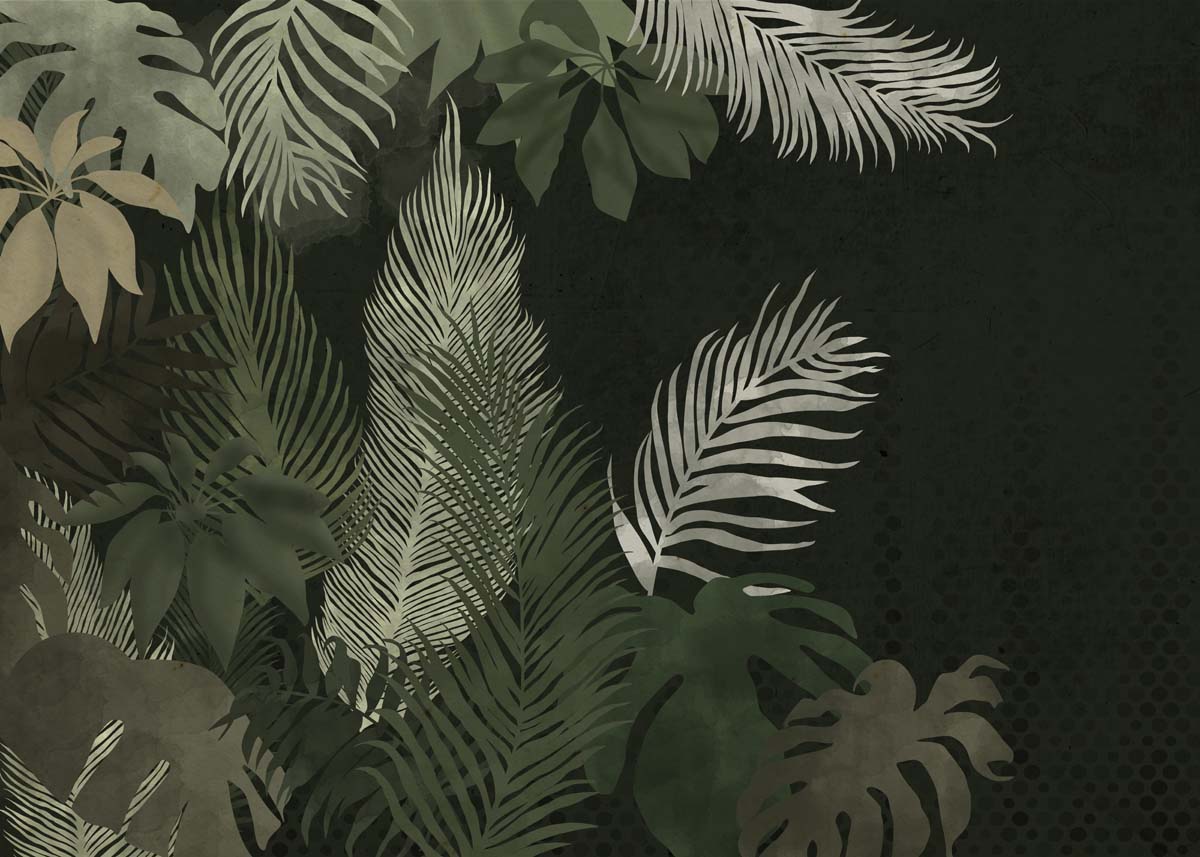 Midnight Canopy, Dark Jungle Wallpaper with Subtle Tropical Foliage