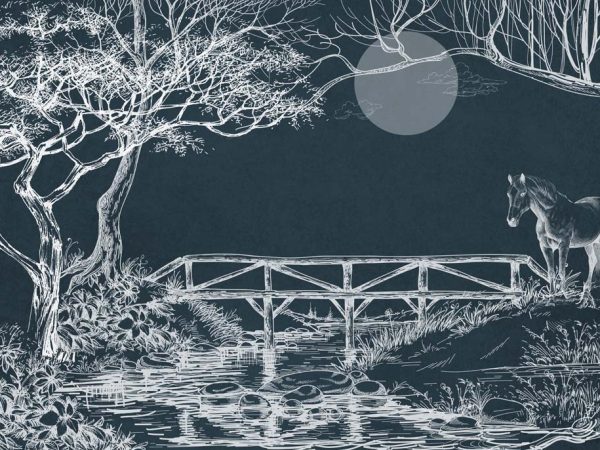 Monochromatic Landscape, Twilight Path Wallpaper Mural