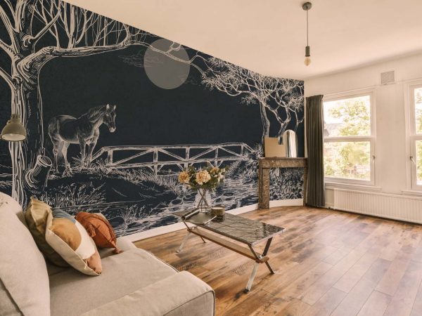 Monochromatic Landscape, Twilight Path Wallpaper Mural