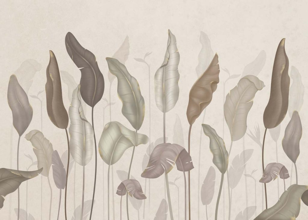 Muted Botanica, Minimal Elegance Wallpaper Mural