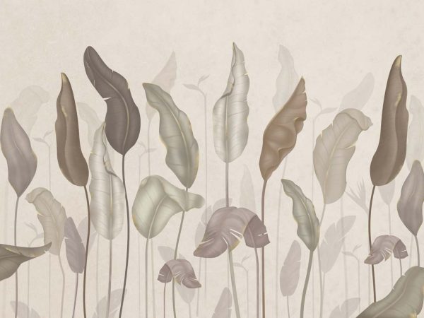 Muted Botanica, Minimal Elegance Wallpaper Mural