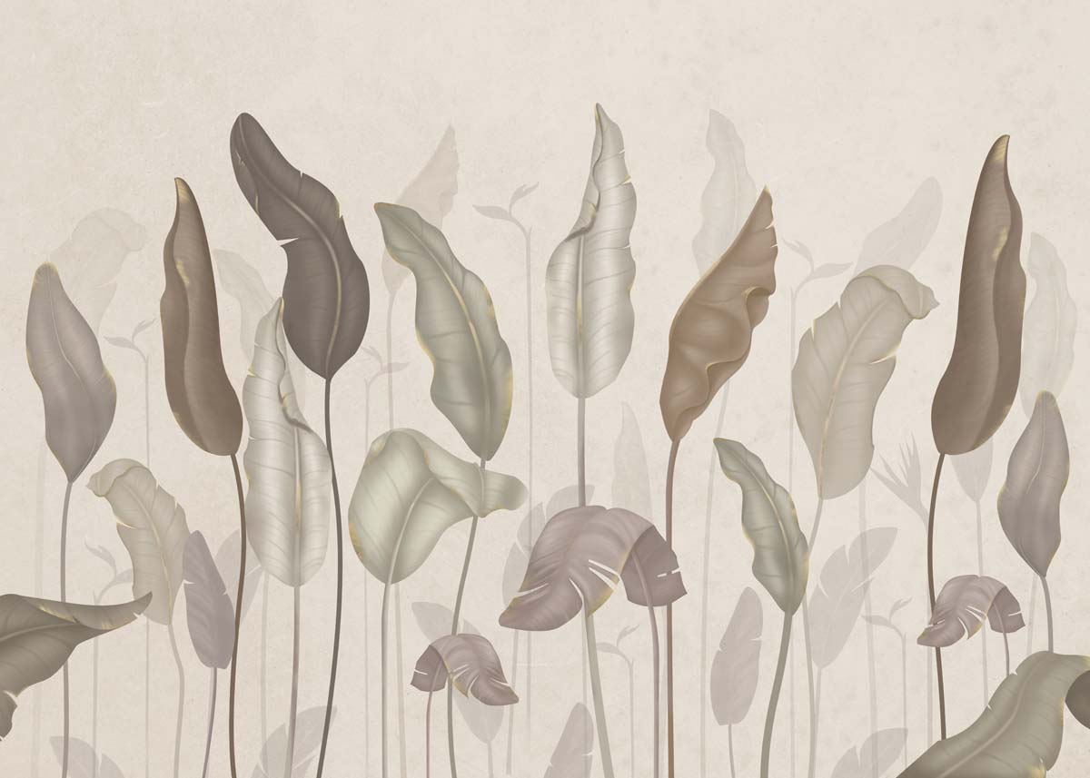 Muted Botanica, Minimal Elegance Wallpaper Mural