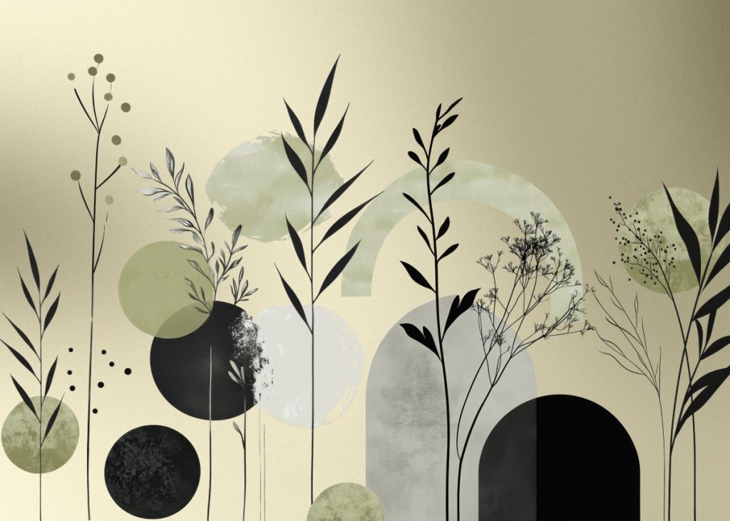 Muted Sage Green Botanic Aura Wallpaper Mural