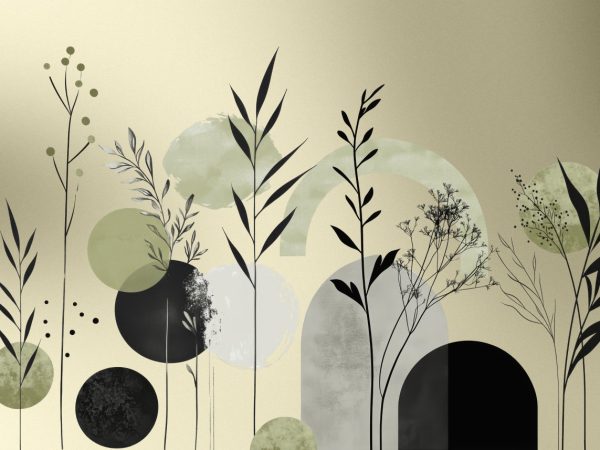 Muted Sage Green Botanic Aura Wallpaper Mural