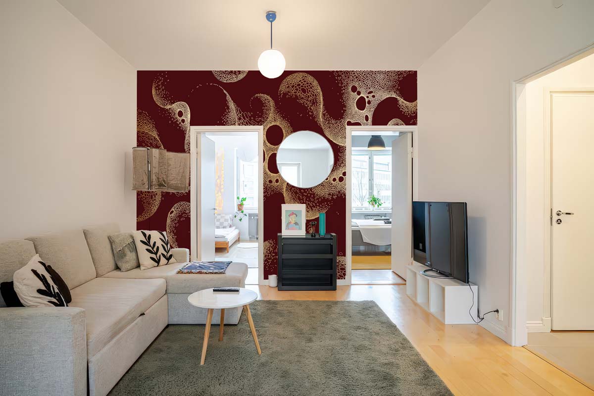 Nebula, Abstract Gold Pattern Wallpaper Mural