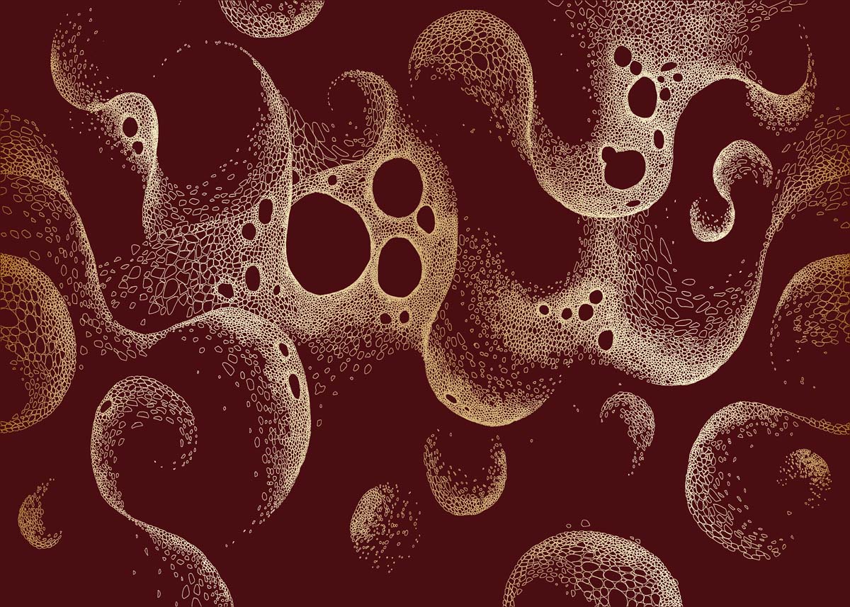 Nebula, Abstract Gold Pattern Wallpaper Mural