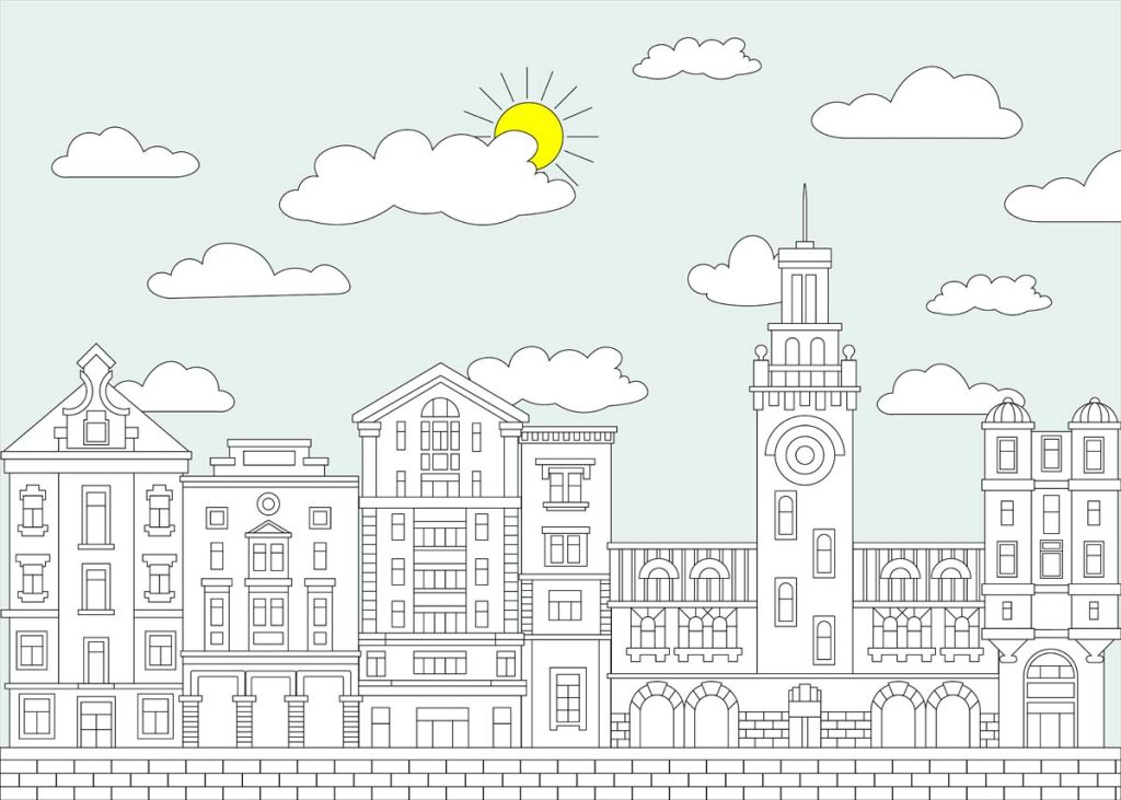 Nimbus, Cloudlit Townscape Wallpaper Mural