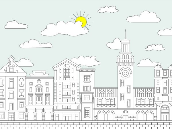 Nimbus, Cloudlit Townscape Wallpaper Mural