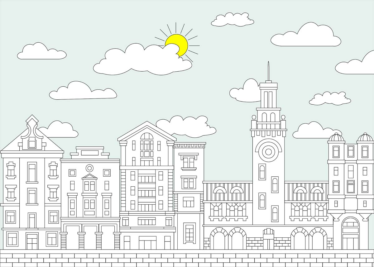 Nimbus, Cloudlit Townscape Wallpaper Mural