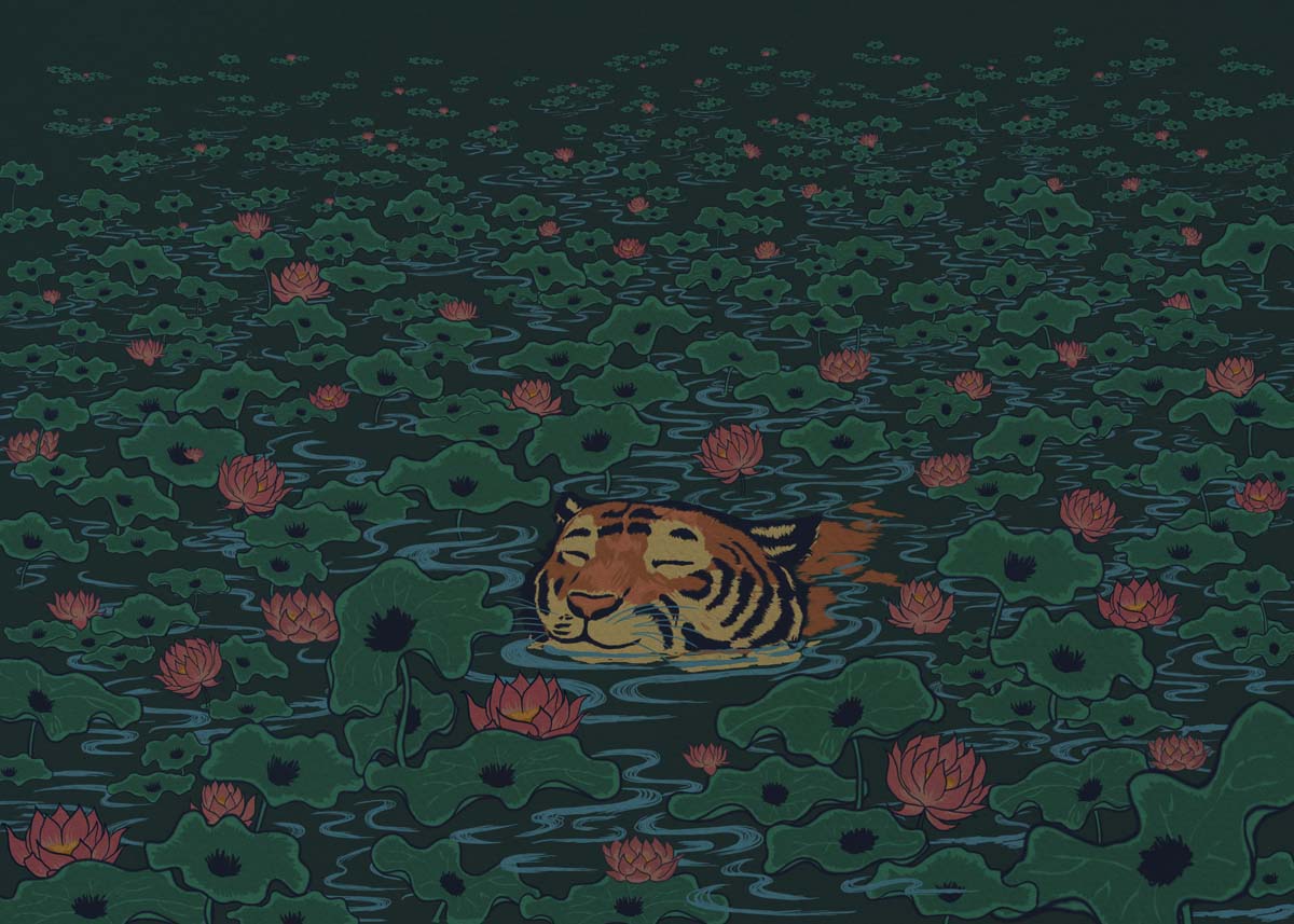 Nirvana Bloom, Lilyshade Tiger Wallpaper Mural
