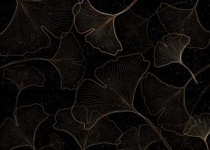 Nyra, Gold-lined Ginkgo Leaves Shimmer Wallpaper Mural