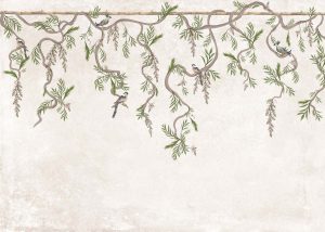 Ophelia, Soft Blush Pink Hanging Garden Birds Wallpaper Mural