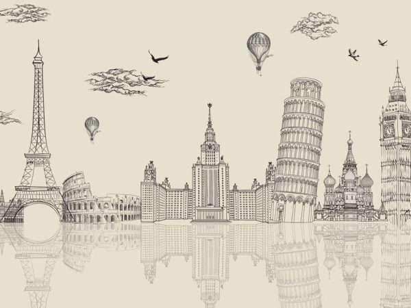 Aurelia, Cream Sand Global Landmarks Wallpaper Mural