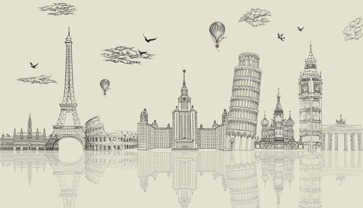 Aurelia, Cream Sand Global Landmarks Wallpaper Mural