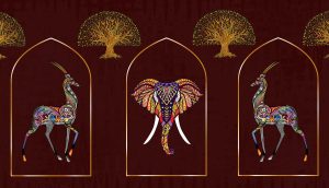 Patterned Pride Elephant & Gazelle Wallpaper Mural