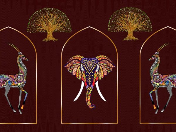 Patterned Pride Elephant & Gazelle Wallpaper Mural