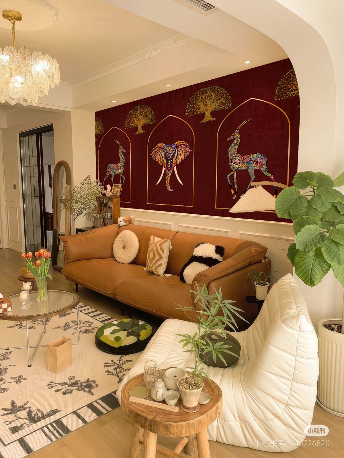 Patterned Pride Elephant & Gazelle Wallpaper Mural