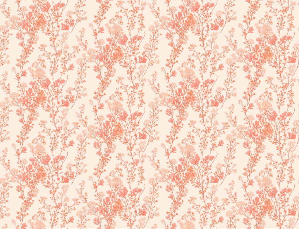 Peach Blossom, Gentle Floral Sprig Wallpaper