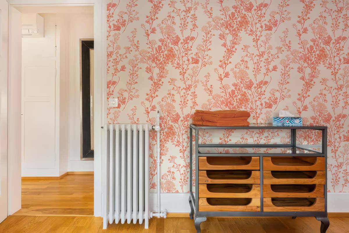 Peach Blossom, Gentle Floral Sprig Wallpaper
