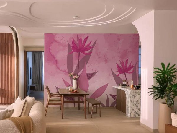 Pink Mirage, Contemporary Floral Elegance Mural
